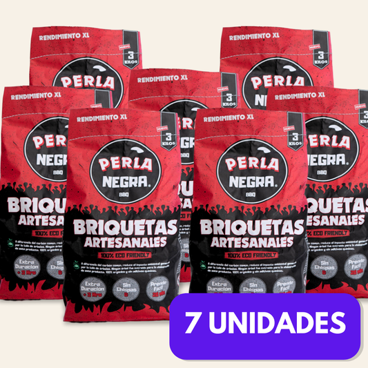 PACK 7 UNIDADES PERLA NEGRA - BRIQUETAS ARTESANALES (21 kg) 🔥